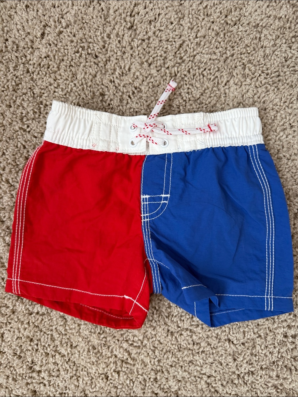 GAP Red and Blue Colorblock Swim Trunks with White Waist